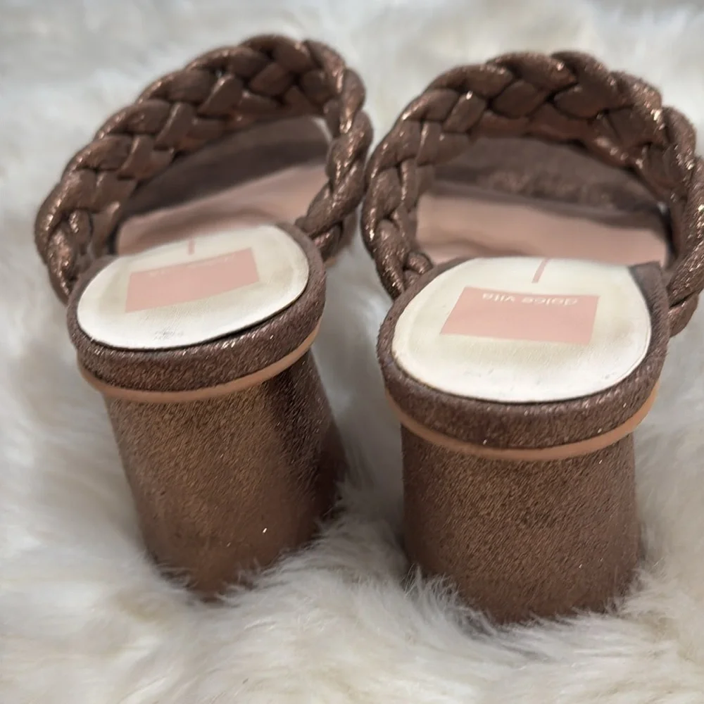DOLCE VITA Paily Heels sz 8.5‎ 8 1/2 Copper Brown Shimmer Metallic Sandals Shoes